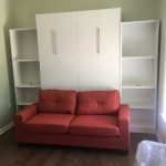 Vertical murphy sofa bed combo in white with red sofa